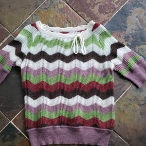 Fossil Colorful Chevron Short-sleeved Sweater
